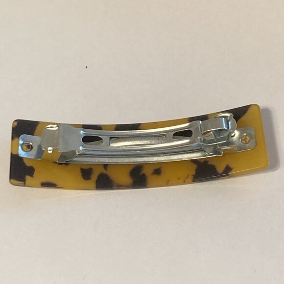 Large Tan Brown Tortoise Shell Confetti Acrylic Hair Barrette French Clip Style - Picture 6 of 9